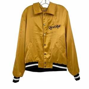 Midland Yellow Black Satin Bomber Jacket | Women’s S Regular
